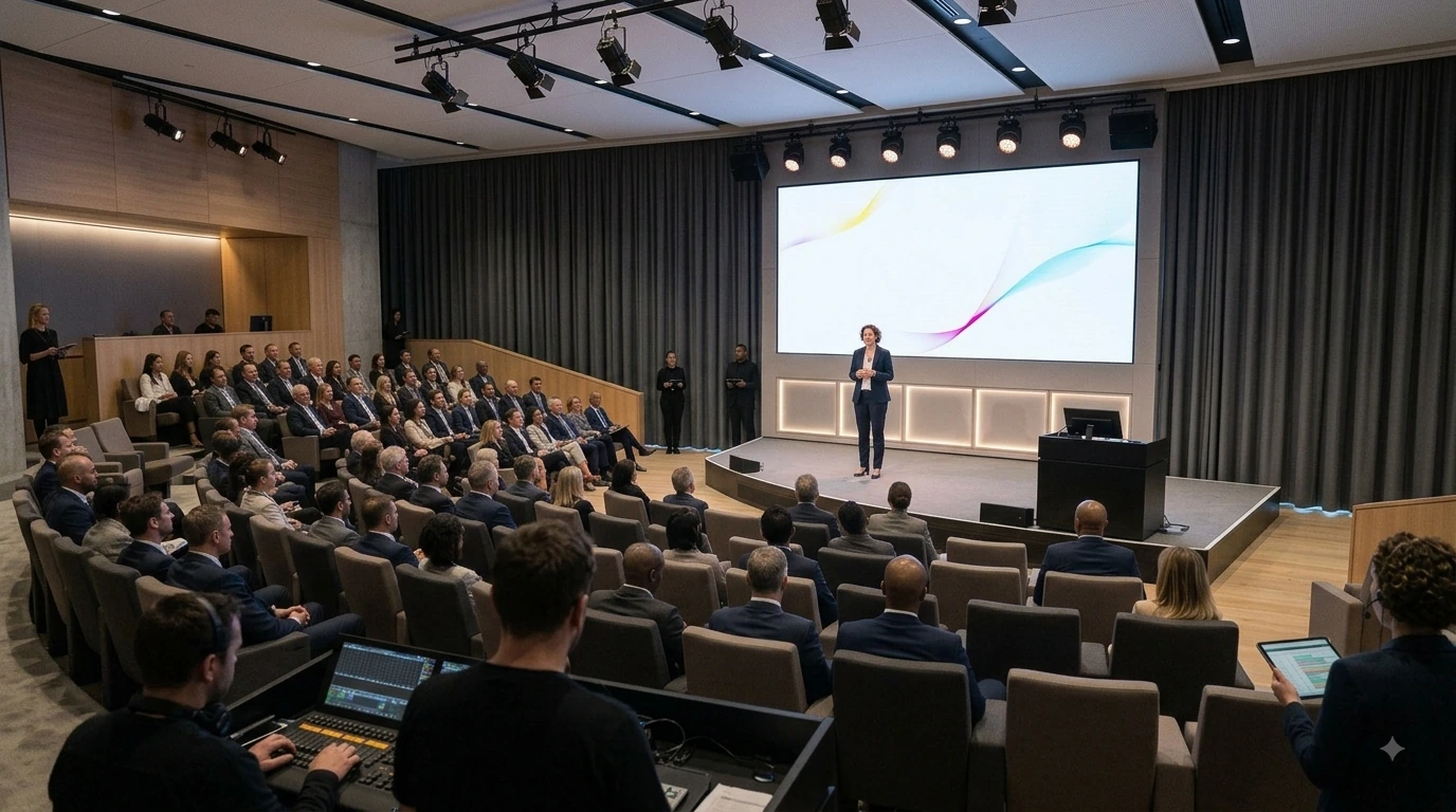 Corporate conference with an engaged audience