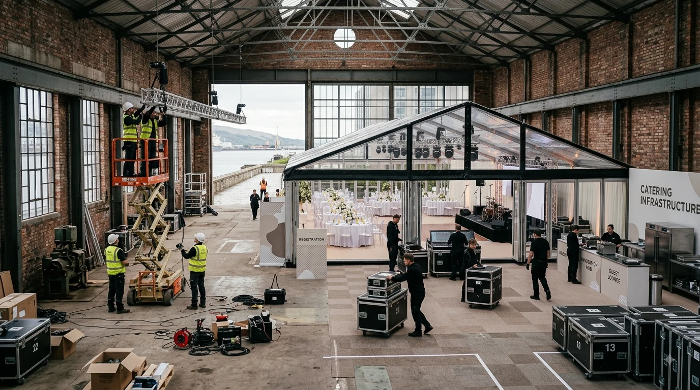 Corporate event production setup